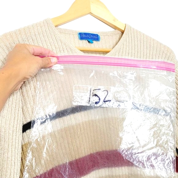 Vintage Crewneck Cream Red Black Striped Y2K Knitted Long Sleeve Retro Sz XL 90s - Picture 11 of 11